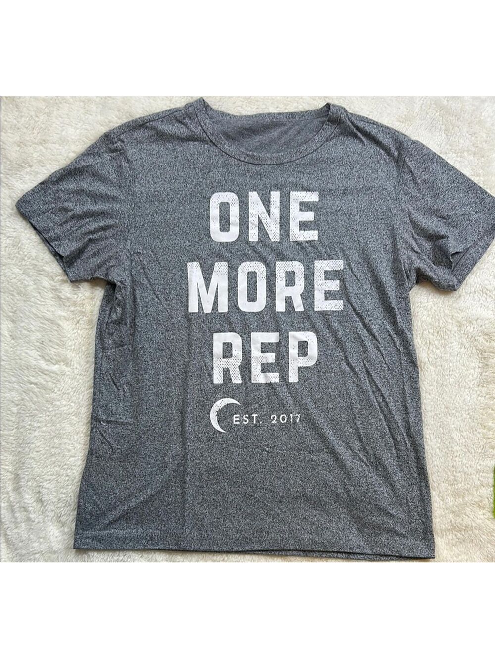 One More Rep Women’s Gray Graphic Workout T-Shirt Gym Fitness Tee